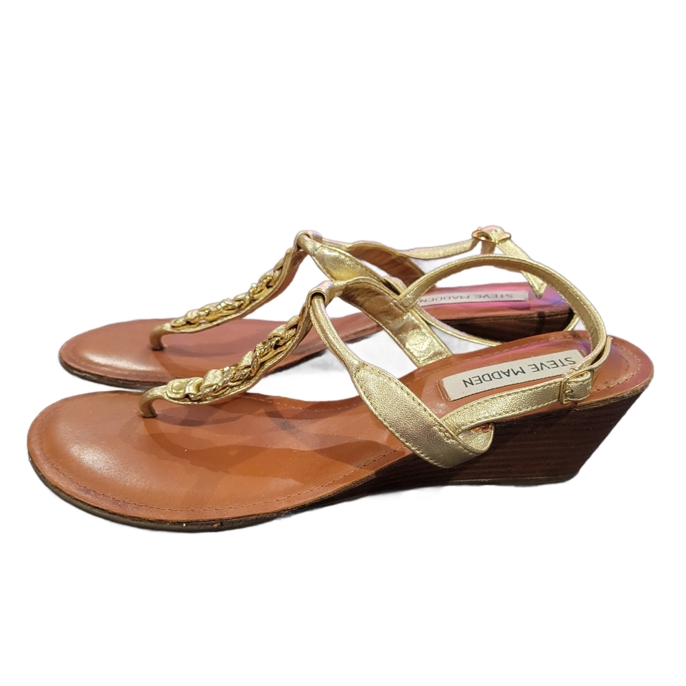 Steve Madden Gold Wedge Sandals